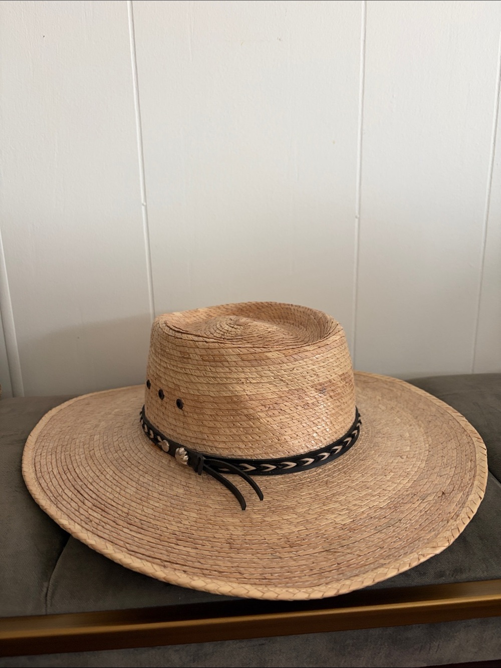 Texas Gold Mexican Palm Cowboy Black Braided Band